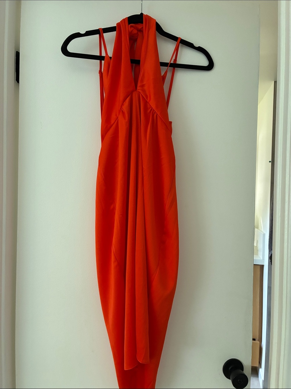 Asos silky wrap Vibrant Orange Halter Dress
